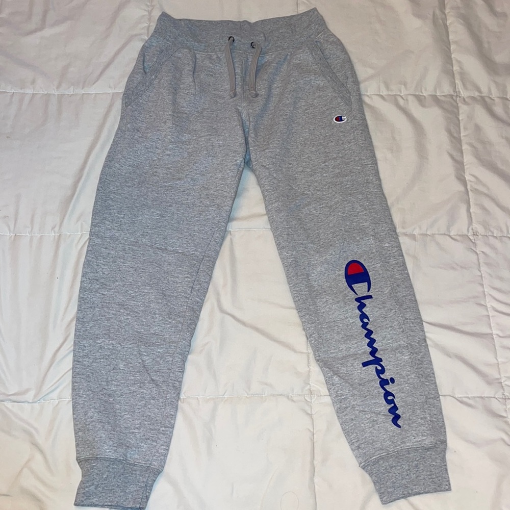 champion light grey jogger sweatpants